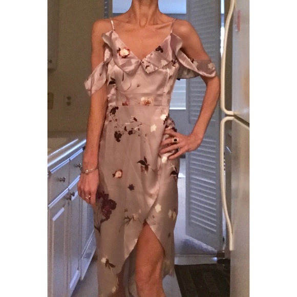 NWT ASOS silk like floral wrap midi dress - Picture 3 of 3